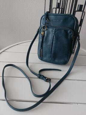 "American Leather Co." Teal Leather Crossbody Bag